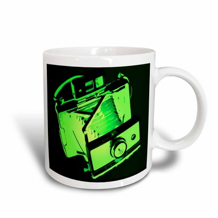 3dRose Picture of a Old Vintage Classic Lyme green Camera with bellows, Ceramic Mug, 15-ounce