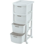 Rimax All-purpose Plastic Resin 4-Drawer Rolling Storage Cart, White