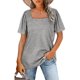 thumbnail image 1 of Camiseta de algodón Jumpingount Cuello cuadrado para mujer Gris METRO, 1 of 6