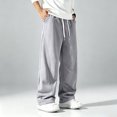 thumbnail image 5 of Solid Drawstring Wide Leg Sweatpants With Side Pockets For Men, Loose Casual Track Pants, Elastic Waist Athletic Jogger Trousers For Indoor Outdoor Activities Gray S, 5 of 6