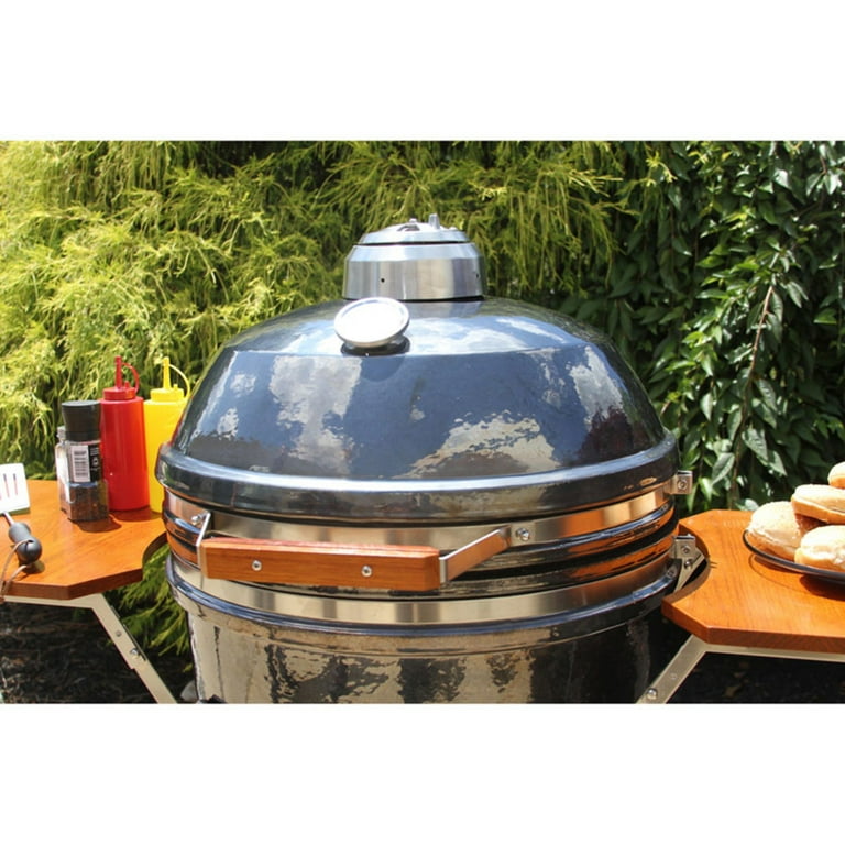 Hanover Ceramic Kamado Grill with Stainless Steel Cart and