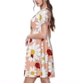 thumbnail image 2 of Picia Daisy and Ladybug Pattern Women's Short Sleeve Summer Dress Pleated Loose Swing Knee Length Short Sleeve Swing Dresses, 2 of 6