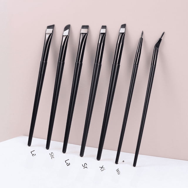 Pincel delineador de ojos de cabeza plana ultrafina negra, con punta oblicua fina, herramienta de maquillaje de belleza, juego de pinceles delineadores de ojos con cuchillas