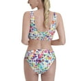 thumbnail image 3 of Daiia Colorful Watercolor Dots printed 2 piece Swimsuit Bikinis for Women High Waisted Racerback Bathing Suits Summer Tummy Control Scoop Neck Swimwear-XX-Large, 3 of 8