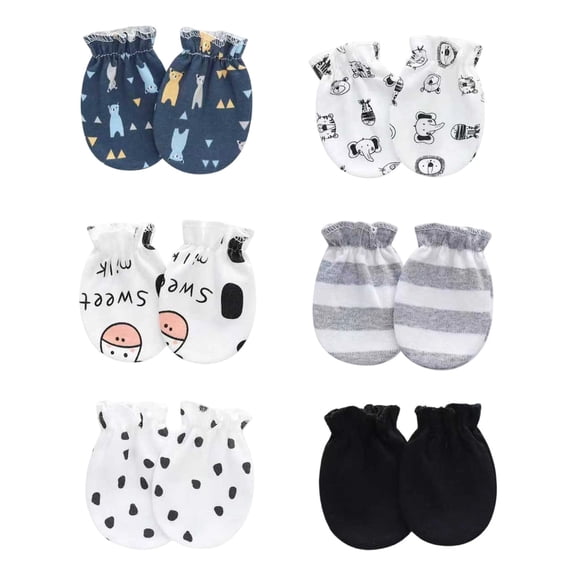 HGIEYS 6 Pairs Baby Mittens No Scratch Mittens Soft Gloves Mittens for 0-6 Months Boys Girls 0-6 Months