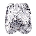 thumbnail image 3 of Womens Sequin Sparkle Shorts Elastic Waist Straight Sparkly Party Clubbing Mini Shorts Silver S, 3 of 4