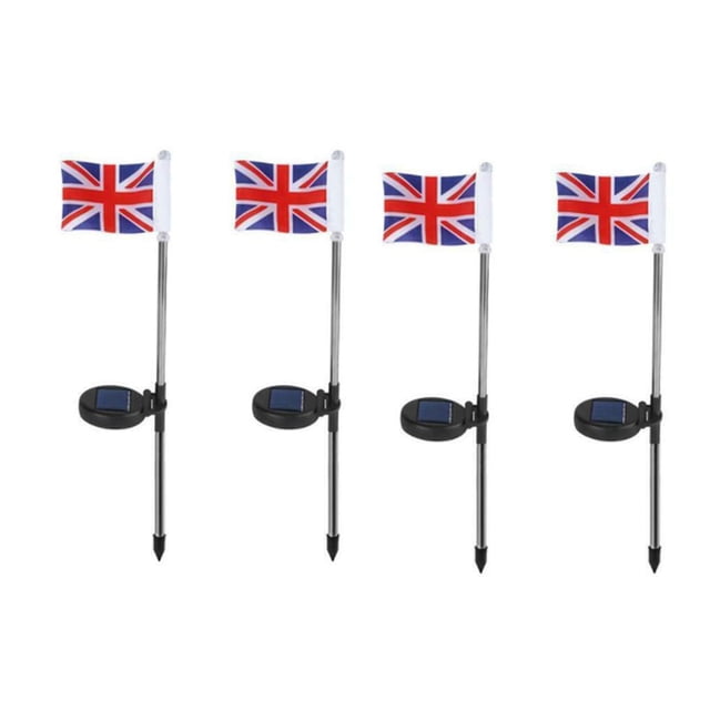 Fiudx Lámpara de Jardín con La Bandera Británica, Luces de Flores Multicolor, Batería Recargable, Decoración de Jardín Exterior, Encendido y Apagado Automático, Diseño Impermeable, Juego de 1/2/3/4,
