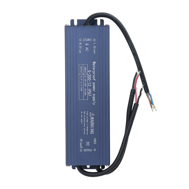 Tignapoo Outdoor IP67 Waterproof LED Power Supply 12V 200W with Short Circuit, Overload, Overvoltage Protection for Signs, Light Strips, and Displays