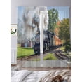 thumbnail image 3 of Steam Train Sheer Curtains 2 Panels Set Hose Green Tree Nature Landscape Countryside Sheer Window Curtains Light Filtering Rod Pocket Voile Drapes for Bedroom Living Room 52"X96", 3 of 8