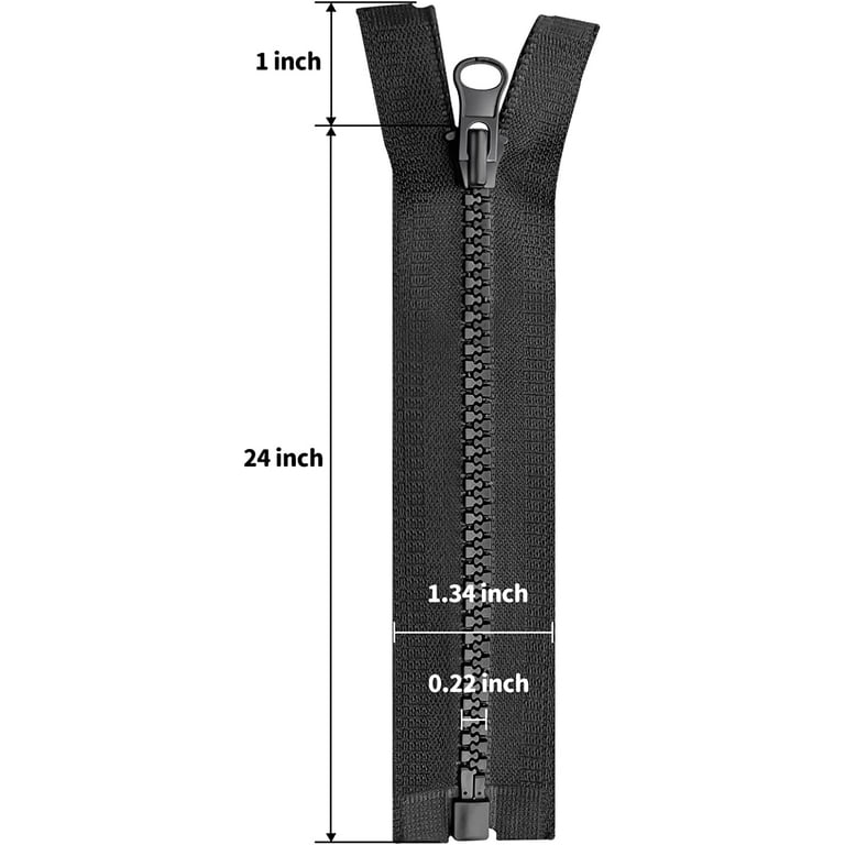 2PCS #5 24 Inch Separating Jacket Zippers Bulk Zipper for Sewing Coats  Jacket Zipper Black Molded Plastic Zippers Replacement (24 2pcs) 