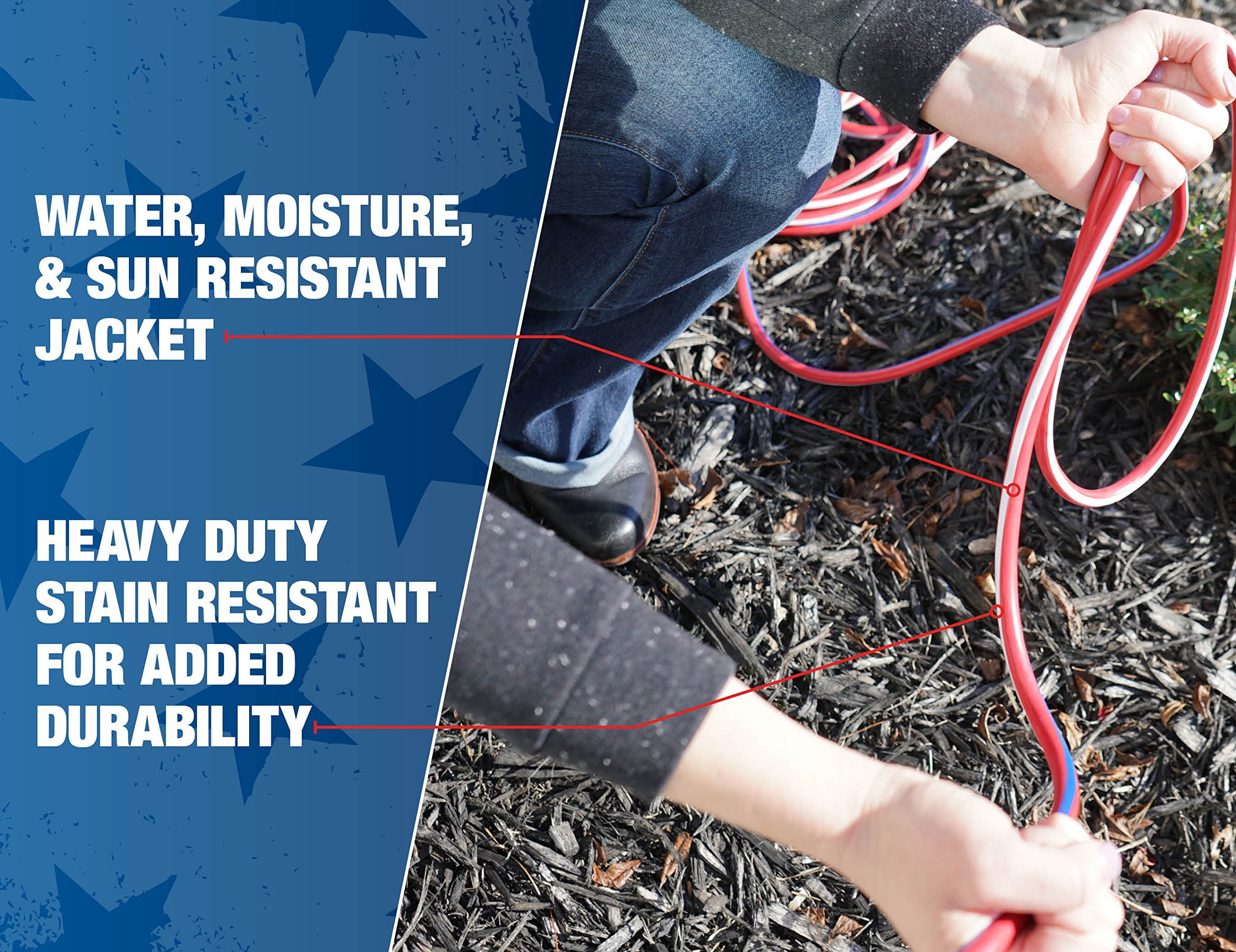 Southwire 2549SWUSA1 12/3 100' Red, White, Blue Contractor Grade Extension Cord with Lighted End
