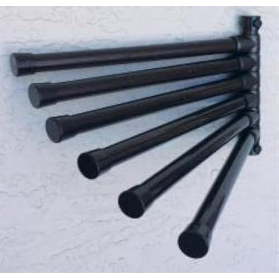 Patio Towel Holder. 6 Bar Wall Mount Rack in Black. Made in The USA. WM6BLK