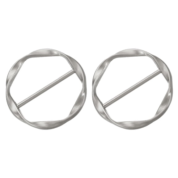 Uxcell 2 Pack T-shirt Clips, 34mm(1-5/16") Round Metal Silk Scarf Ring Clipfor Women Scarf, Loose T-shirt, Matte Silver