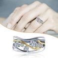 thumbnail image 2 of Rings Fashion Two Tone Color 925 Silver Ring Ladies Jewelry White Wedding Ring 6-10 (White ), 2 of 2