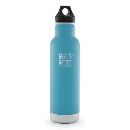 Klean Kanteen Stainless Steel 20oz Classic Vacuum Insulated Water Bottle in Quiet Storm with Black Loop