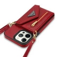 thumbnail image 3 of Dteck Crossbody Wallet Case for iPhone 14 Pro 6.1 inch,Card Holder Phone Case with Magnetic Closure PU Leather Zipper Lanyard Strap Purse Kickstand Flip Cover Protective Case for Women Girl,Red, 3 of 8