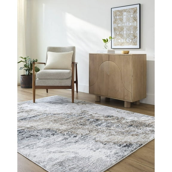 Livabliss Area Rugs for Living Room, 5x7 Andorra Plus Modern Light Gray Rug, Bedroom Dining Room Home Decor Stain Resistant Carpet (5'3" x 7'3")