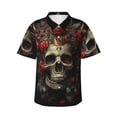 thumbnail image 1 of Balery Classical Rose Crown Skull Camisas hawaianas de manga corta para hombre, camisas playeras de corte holgado, camisas de vacaciones con botones,XX-Large, 1 of 7