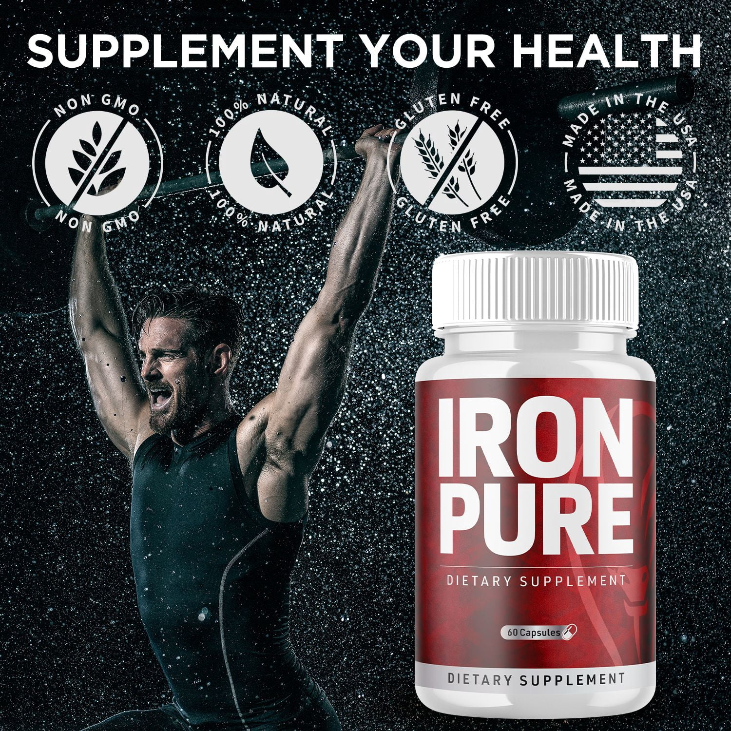 Iron Pure Advanced Formula Pills All Natural Vitamin Supplement IronPure 180 Capsules