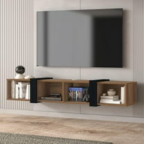 Floating TV Stand 75 Inch, Wall Mounted Entertainment Center, Shelf for Under TV, Console, Walnut