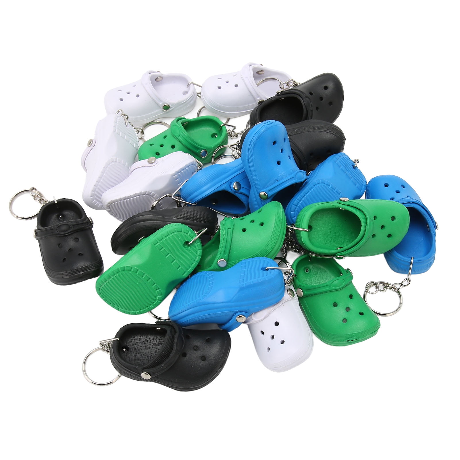 20 Pcs Cute Slipper Keyring Silicone Beach Hole Little Sandals Mini Shoe Key Ring Four Color for Decoration