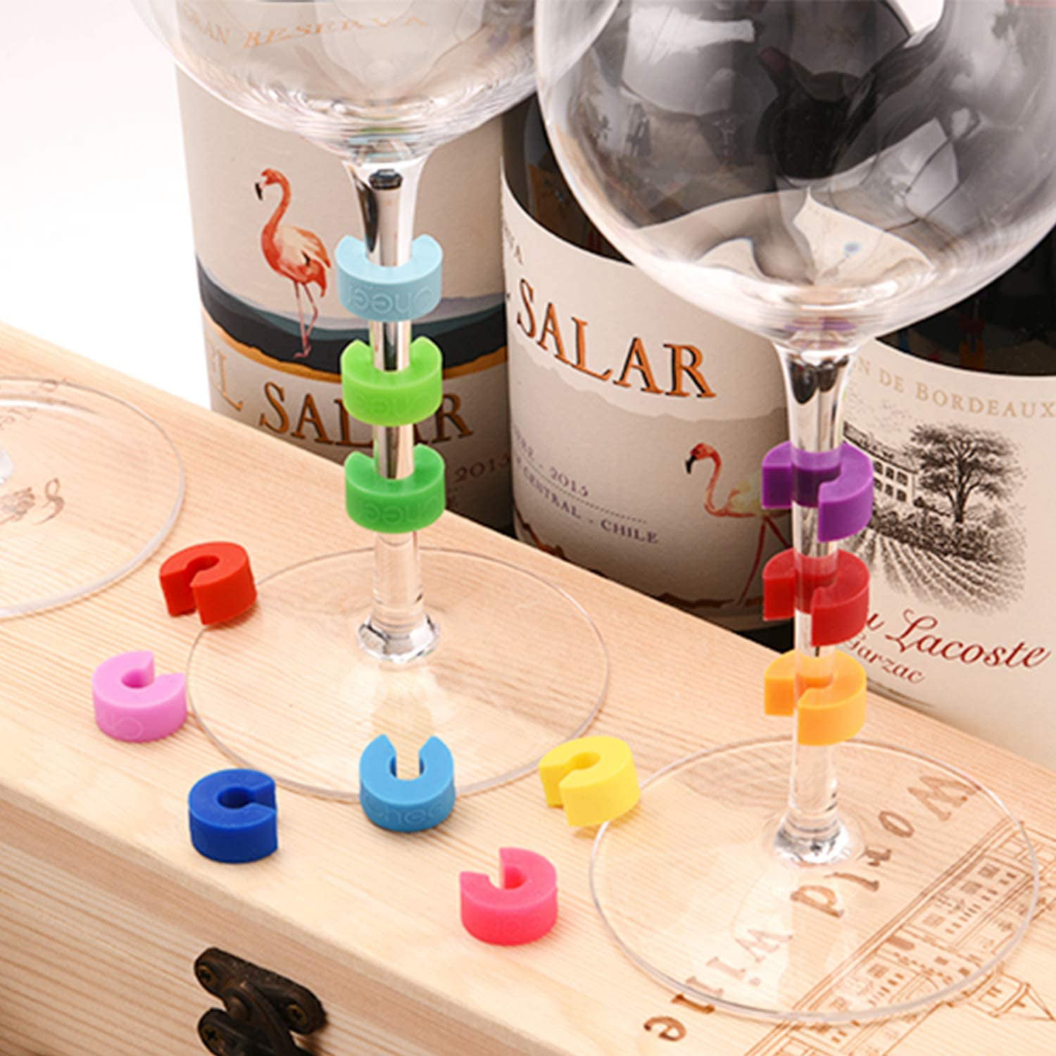 Martinis Cheer Multicolor Wine Glass Charms Set of 12 Drink Markers for Cocktails Champagne Flute Make Your Drink Unique & Reusable Glass Identifiers 7717-W501-12 
