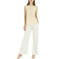 thumbnail image 2 of INSPIRE CHIC Blouse Sans Manches pour Femme, à Volants, Plissée, Blouse CHIC pour le Travail, S Beige, 2 of 8
