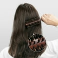thumbnail image 3 of Wooden Handle Bristles Round Brush Portable Anti-static Thin Thick Long Straight Curly Hair Brush Women Hair Styling Detangling Comb, 3 of 8