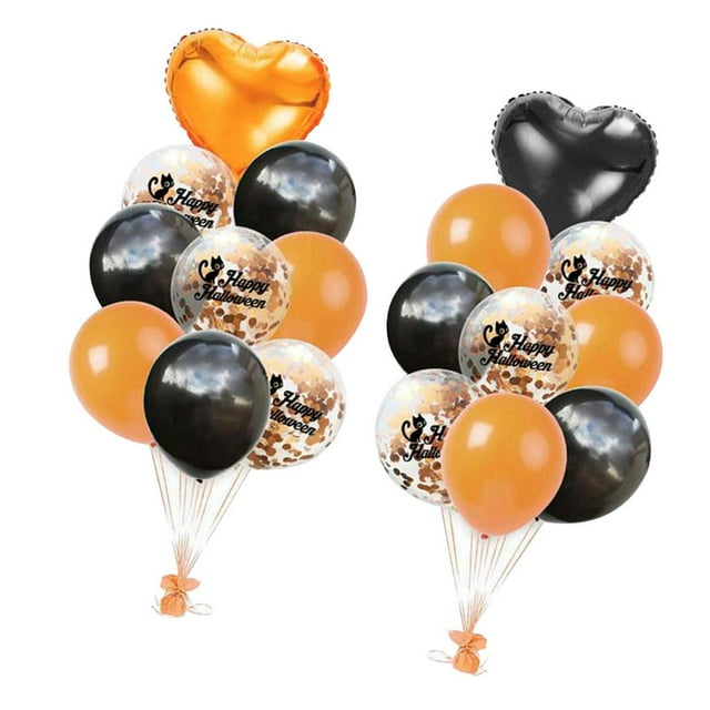 Blesiya 18 piezas/juego de globos de aluminio de Halloween, globos de confeti de látex, decoración para fiestas Gato
