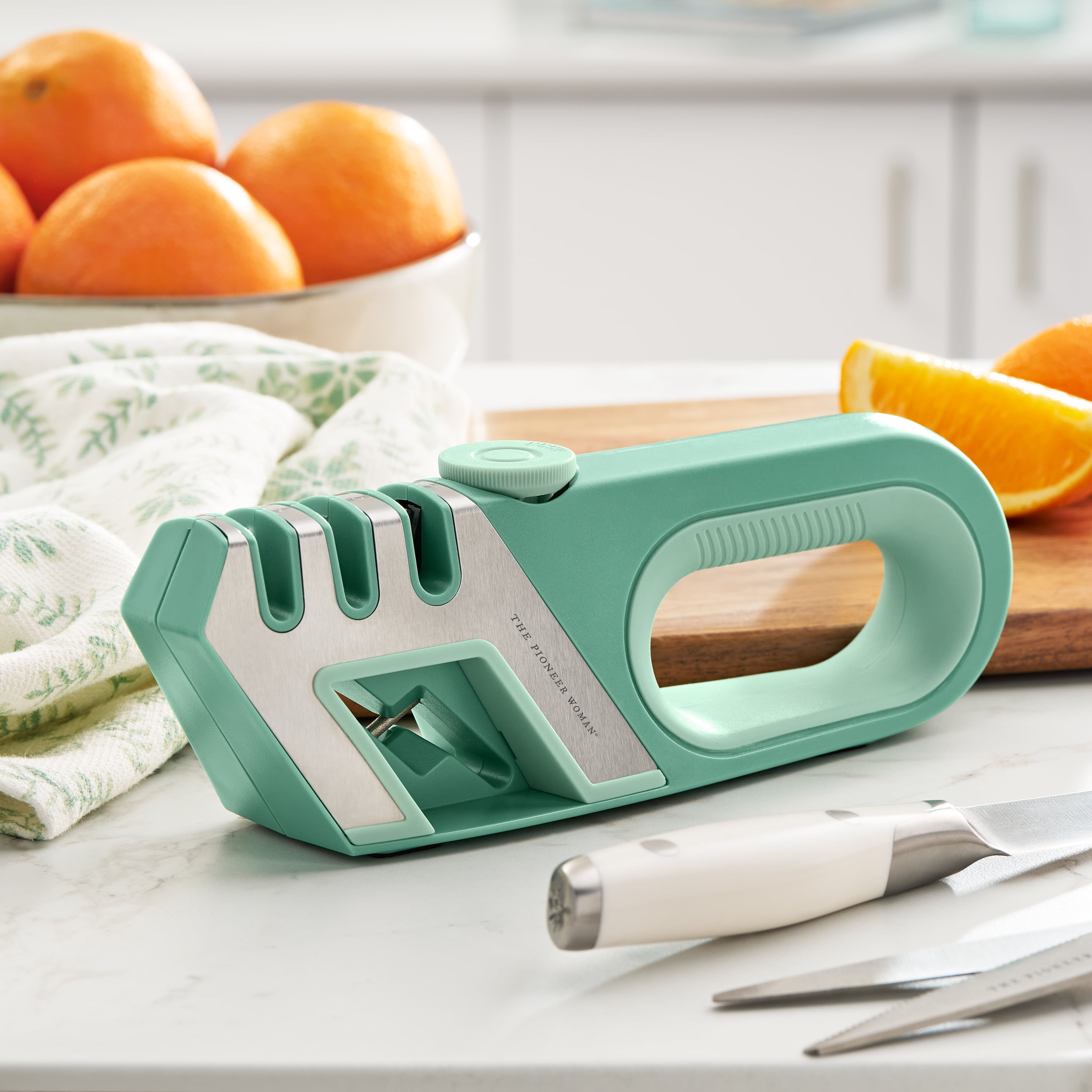 The Pioneer Woman 4-Stage Knife Shear and Sharpener, Green