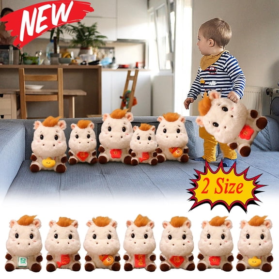 KOYPTL Chinese New Year Horse Stuffed Animal- 9 Inch Sit Horse Plush Cute Stuffed Toys Soft Chinese Decorations Plushies 2026 New Year Spring Home Decoration Gifts for Women Boys Girls 2 3 4 5 