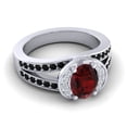 thumbnail image 3 of 2.35 Carat Stunning Oval Cut Garnet & Black Onyx Gemstone Engagement Ring for Women Solid 18K White Gold Size 5 by Diamond-Capitals, 3 of 8