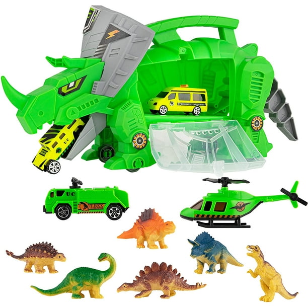 Toy To Enjoy Dinosaur Storage Carrier Toy for Your Cars & Dinosaurs –  Includes Mini Dinosaur & Car Toys – Built-in Mini Carrying Handles - Toy 
