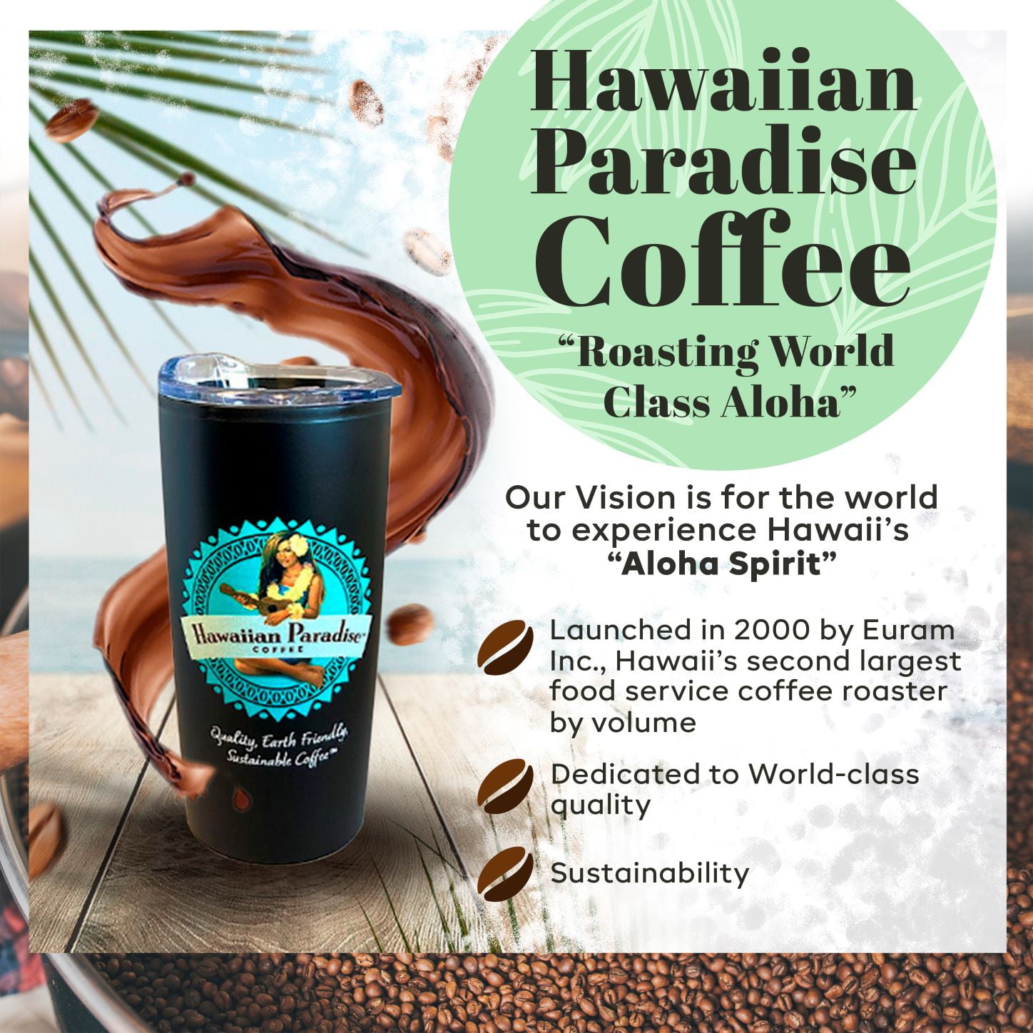 Hawaiian Paradise Coffee 10% Hawaiian Roast Coffee Ground 12oz. Bag - Premium Rich Signature Brewed - 100% Arabica Gourmet Finest Beans