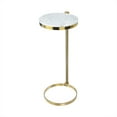 thumbnail image 6 of TEHOME Gold Marble Drink Table Metal Martini Round Table Small Drink Side Table for couch Marble C Shaped End Table for Sofa 10" diam,24.55" h, 6 of 10