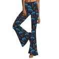 thumbnail image 1 of Gibobby pantalones de pana para mujer Pantalones altos casuales estampados de flores cintura acampanada para mujer hojas pantalones longitud pierna pantalones completos (Azul, M), 1 of 5
