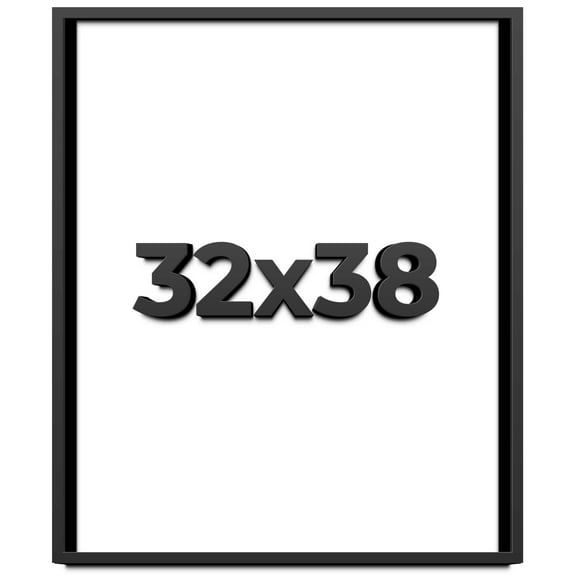 32x38 Shadow Box Frame Black | 1 inches Deep Real Wood Contemporary Shadowbox Display Frame | UV