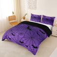thumbnail image 2 of Homewish Halloween Spider Web Bedding,Gothic Bat Pattern Duvet Cover Full,Lavender Black,Black Reversible,3-Piece,1 Duvet Cover and 2 Pillowcases, 2 of 6