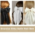 thumbnail image 3 of Olurrisa 2Pcs Big Bow Hair Clips, Silky Satin Hair Bow Barrettes Long Tail Hair Ribbon Accessories Elegant Hair Bows for Women Girls (White & Black & Beige), 3 of 8