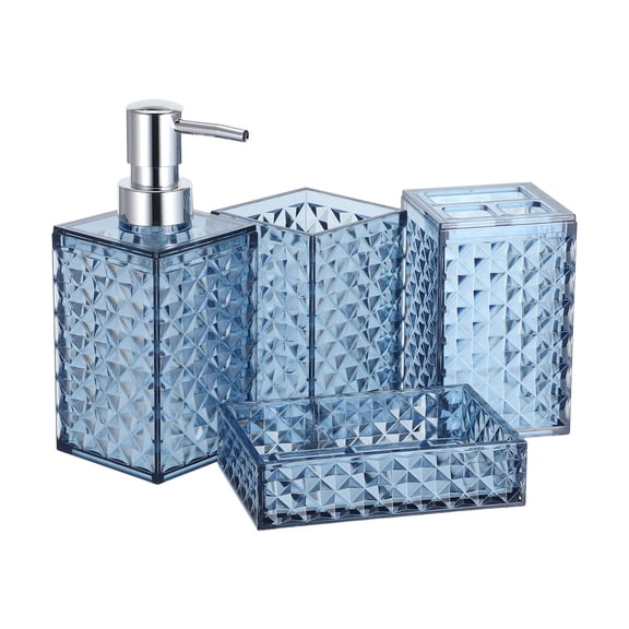 YUNLIGHTS Bathroom Vanity Accessory Set 3-Piece Plastic Soap Dispenser Toothbrush Holder and Cup
