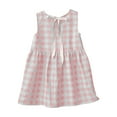 thumbnail image 5 of Loopsun Girls Summer Dress, Girls Children Cotton and Linen Plaid Linen Round Neck Sleeveless Back Lace Up Dress Pink 5-6 Years, 5 of 5