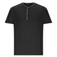 thumbnail image 2 of Men Gym Shirt Mens Polyester T Shirts Casual Short Sleeve Tees for Men Solid Color Men's T-Shirt Round Neck Button Fitting Top, 2 of 5
