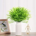 thumbnail image 3 of 8 Bundles Artificial Shrubs Bushes, Fake Outdoor UV Resistant Plants , Faux Plastic Bell Leaves Greenery for Indoor Outside Hanging Planter Home Office Wedding Farmhouse Decor (Green), 3 of 7