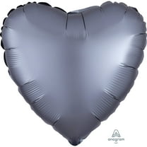18 inch Heart - Satin Luxe Graphite Anagram Foil Mylar Balloon - Party Supplies Decorations