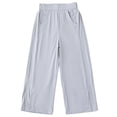 thumbnail image 4 of dazeni Girls Wide Leg Sweatpants Pockets Side Split Quick Dry Athletic High Waisted Baggy Causal Trousers Lightweight Outdoor Camping Gray 11 Years, 4 of 7