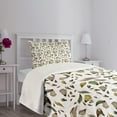 thumbnail image 5 of Ambesonne Floral Quilted Bedspread Set 2 Pcs, Autumn Nature Design, Twin Size, Dark Brown Fern Green, 5 of 6