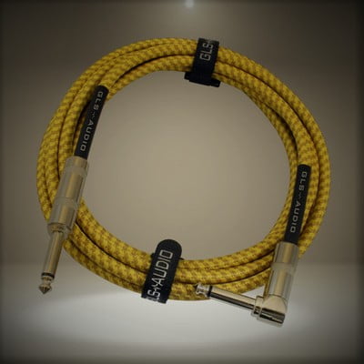 GLS Audio 10 Foot Guitar Instrument Cable - Right Angle 1/4 Inch TS to Straight