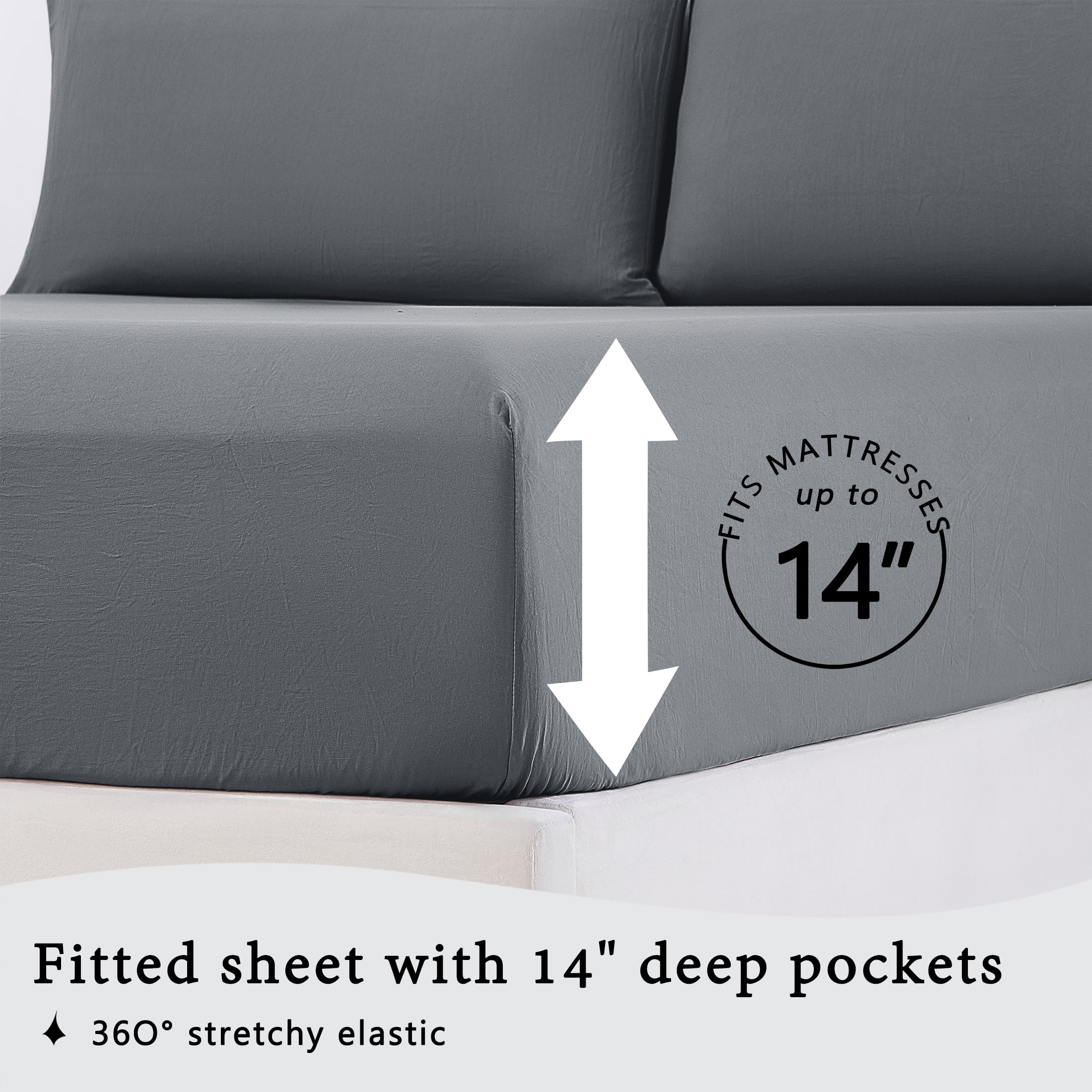 Mainstays Washed Ultra Soft Microfiber Bed Sheet Set, Twin-XL, Soothing Grey, 3 Piece