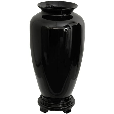 Oriental Furniture 14" Solid Black Porcelain Tung Chi Vase, decorative item, oriental design, any occasion, any room