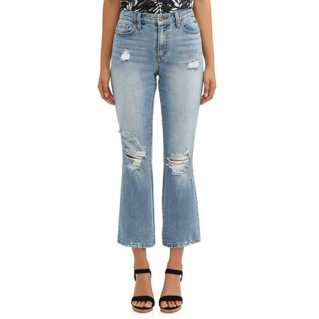 - Mayra High Waist Destructed Crop Flare Jean Women's